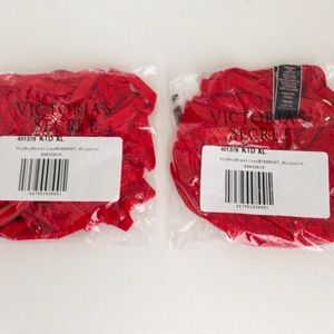 2 X Victoria Secret Brazilian Slip Thong Panties Bundle of 2-XL Red New In Pack